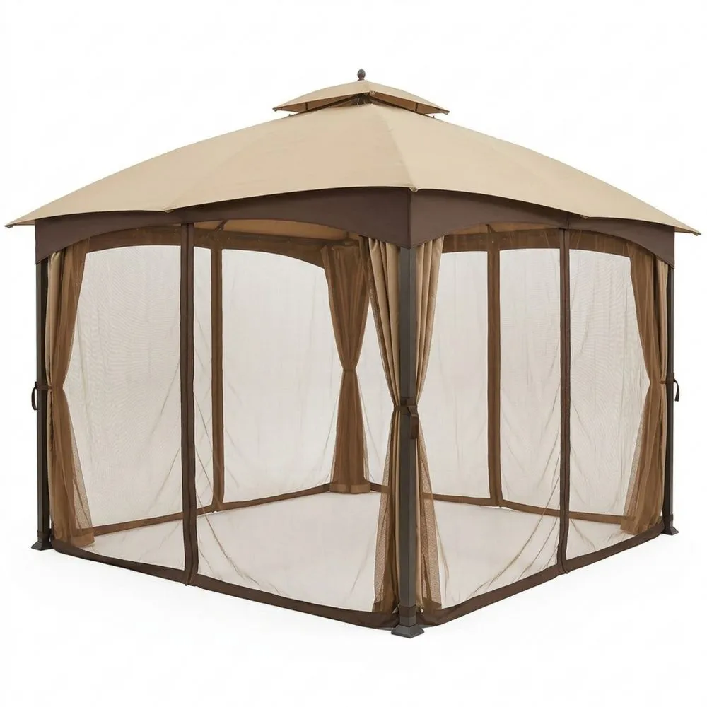 Gazebo Ottagonale in Acciaio e Poliestere Beige