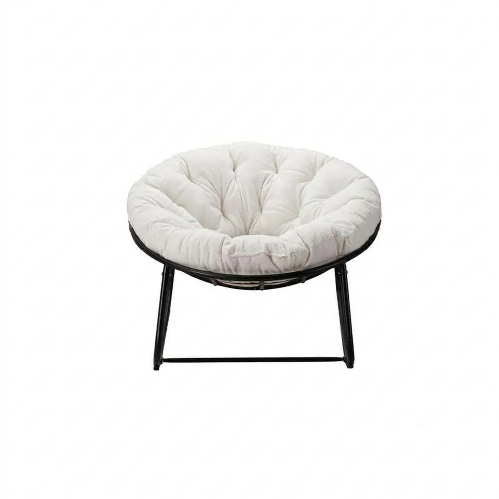 Poltrona Papasan rotonda in lega di alluminio e cotone