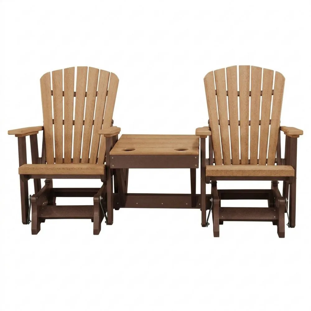 Set di Sedie a Dondolo Adirondack con Tavolino in Legno Composito