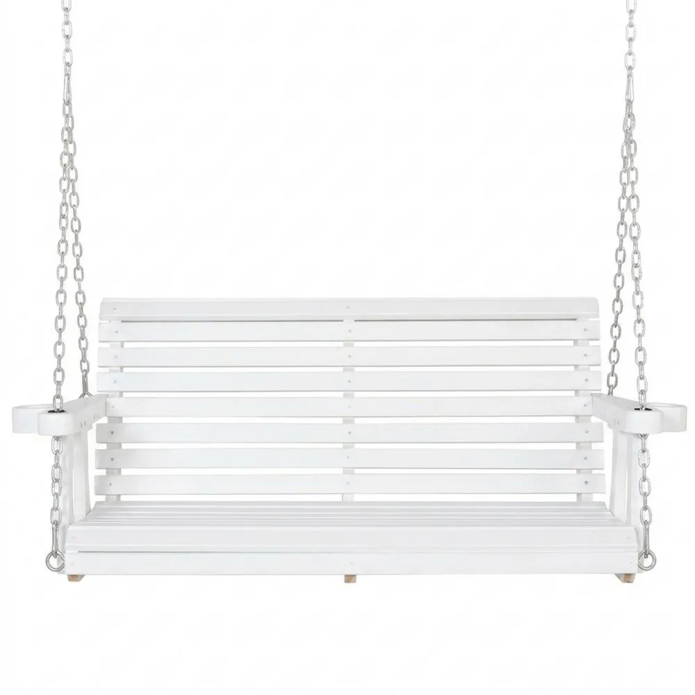 Altalena da esterno in legno massello bianco