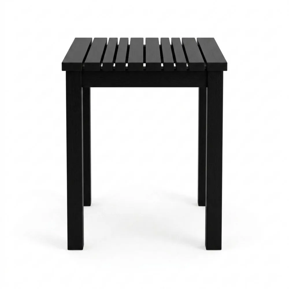 Tavolino quadrato in legno massello di pino verniciato 42x42x45 cm Nero