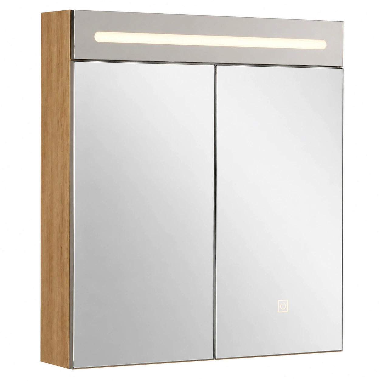 Armario de bano con espejo LED de pared diseno moderno 80x70 cm blanco-grabano