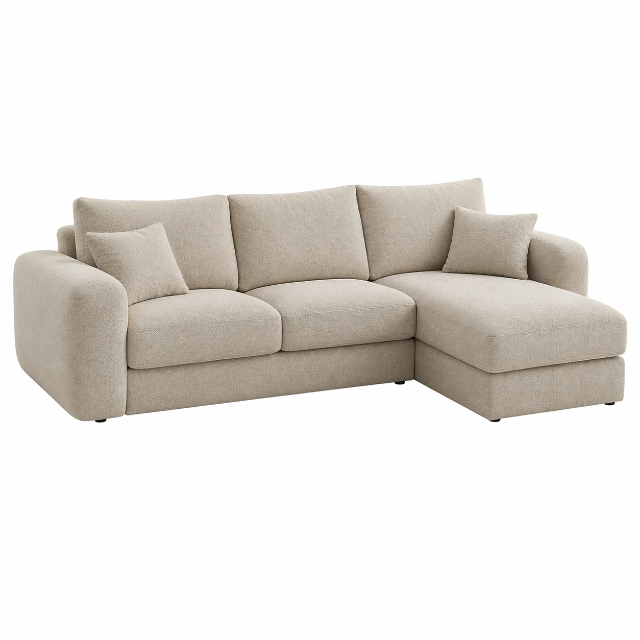 Sofá chaise longue de 3 plazas con dise?o clásico renovado y cojines acolchados amplios-grabano