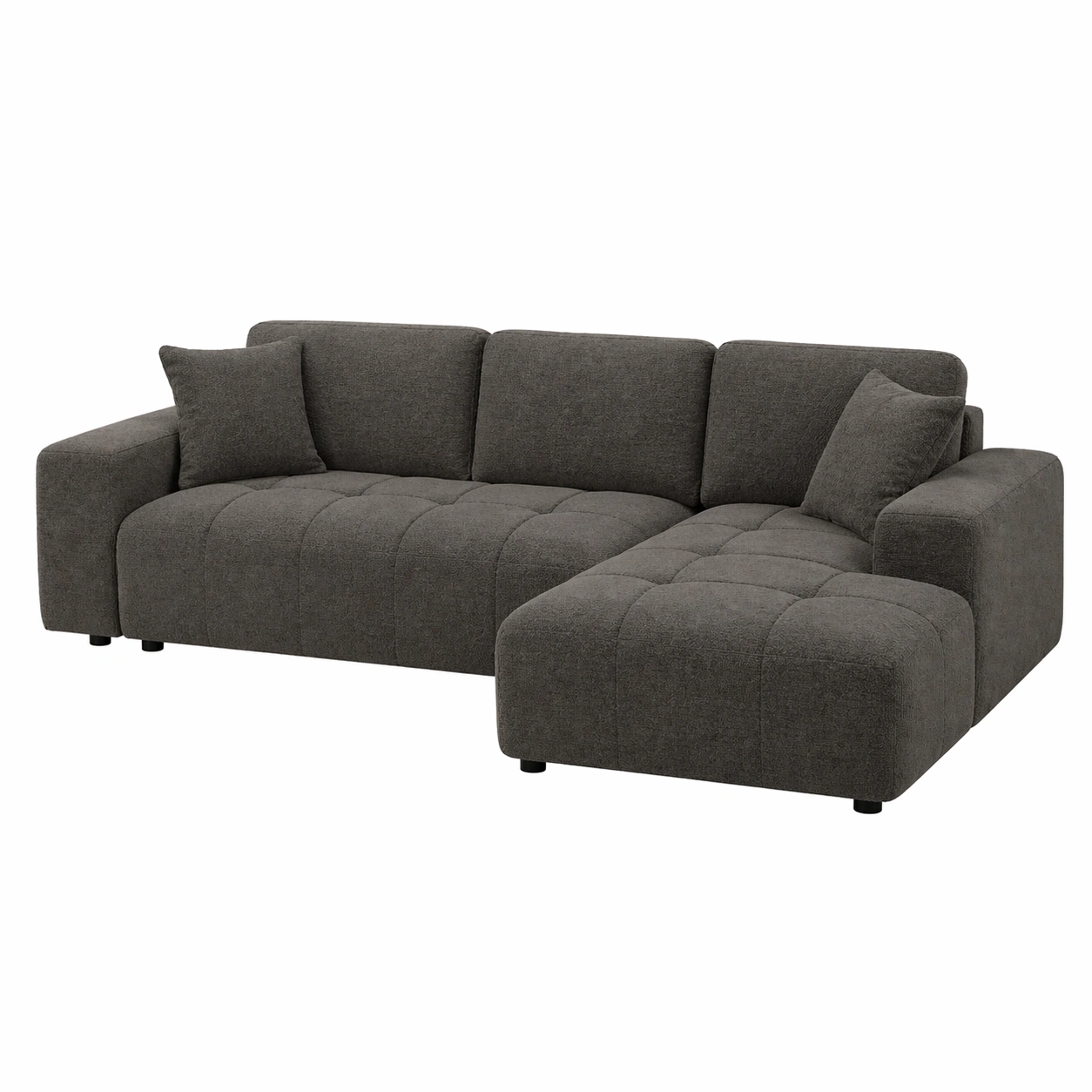 Sofá modular de 3 plazas con chaise longue y brazos anchos acolchados-grabano