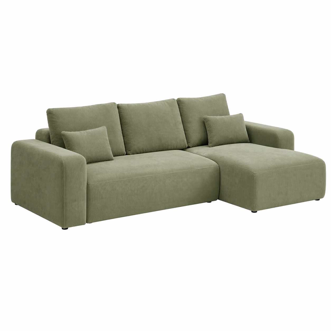 Sofá de 2 plazas con chaise longue compacto en tela acanalada moderna-grabano