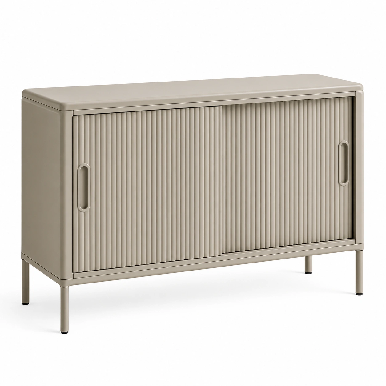 Mueble de oficina metálico con puertas correderas en beige moderno-grabano