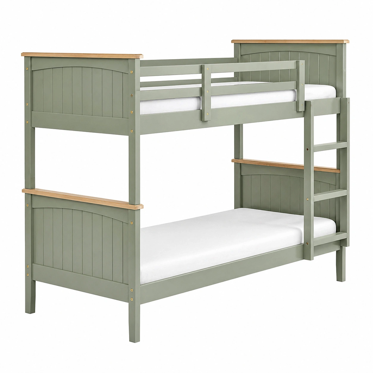 Litera de Madera Maciza 90 x 200 cm Verde Oliva Dise?o Moderno con Escalera Integrada-buynovae