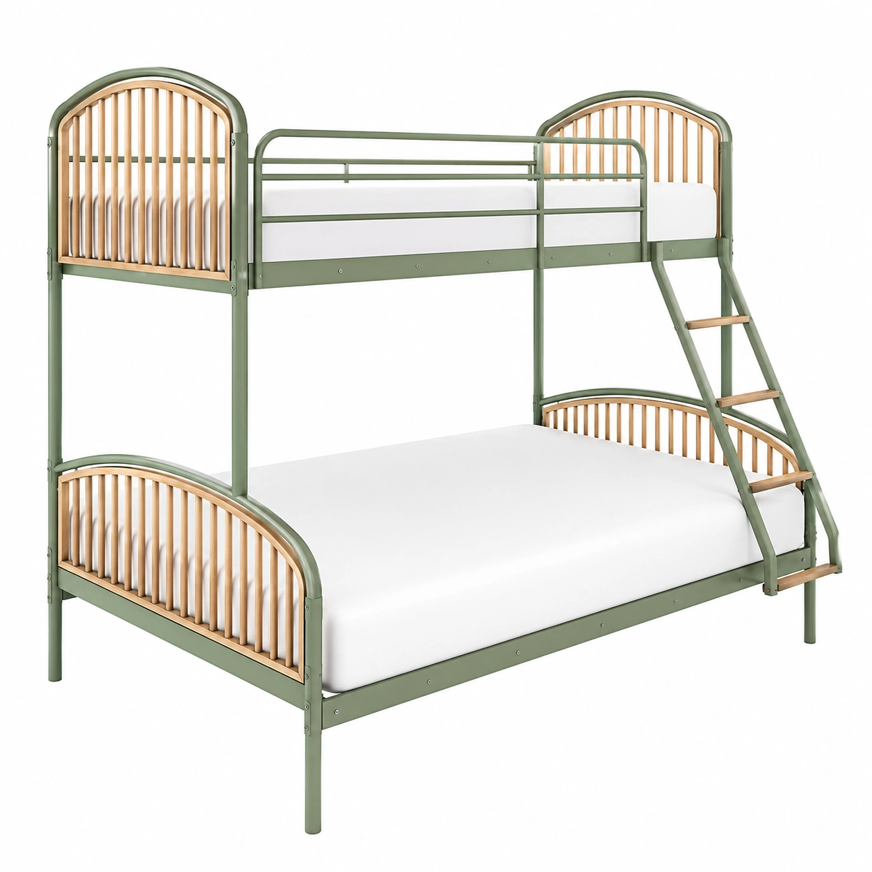 Litera Metalica con Cama Inferior Doble y Escalera Lateral 90/140 x 200 cm Verde-buynovae