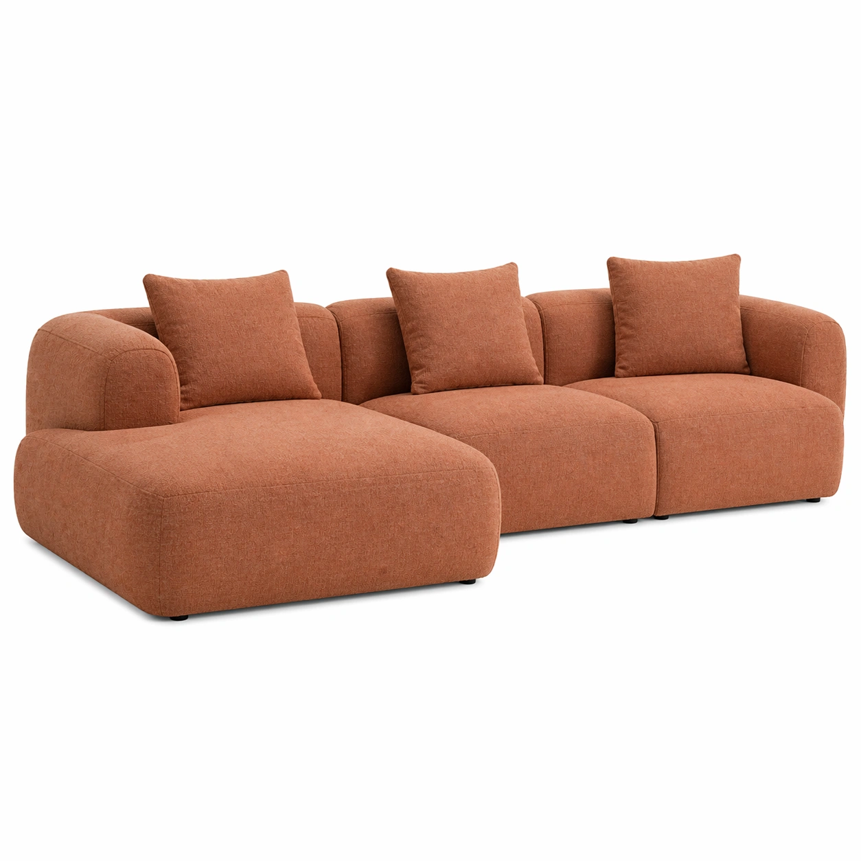 Sofá modular de 3 plazas con chaise longue dise?o moderno en terracota-buynovae