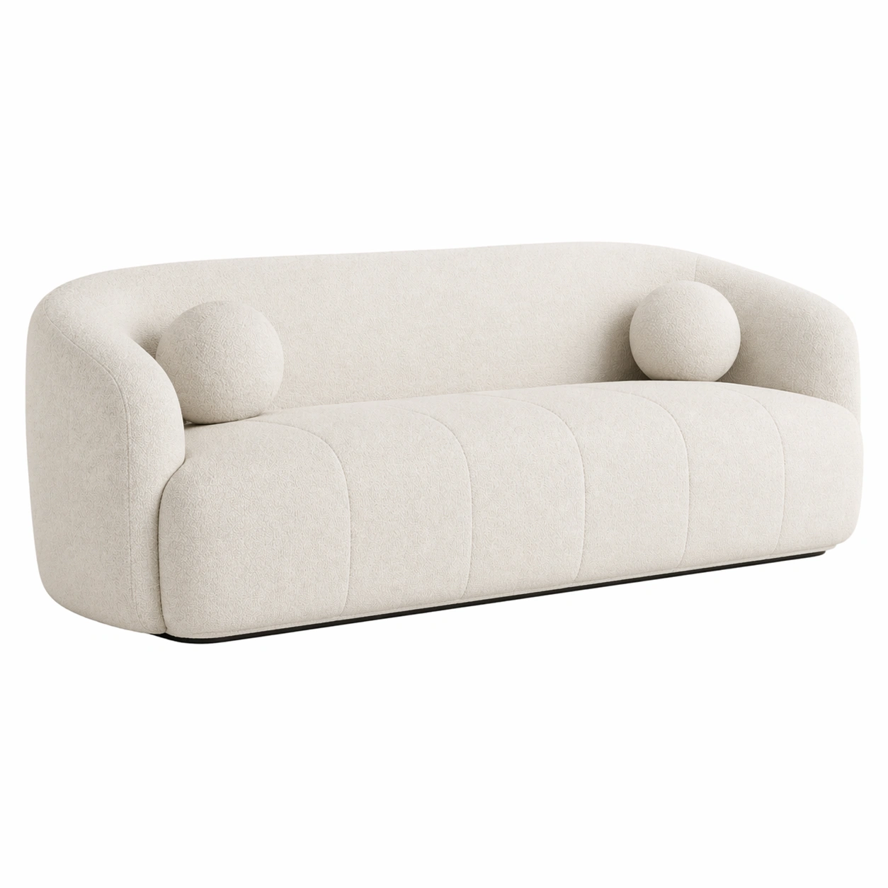 Sofá Curvo Minimalista de 3 Plazas con Base Baja y Dise?o Escultural Moderno-buynovae