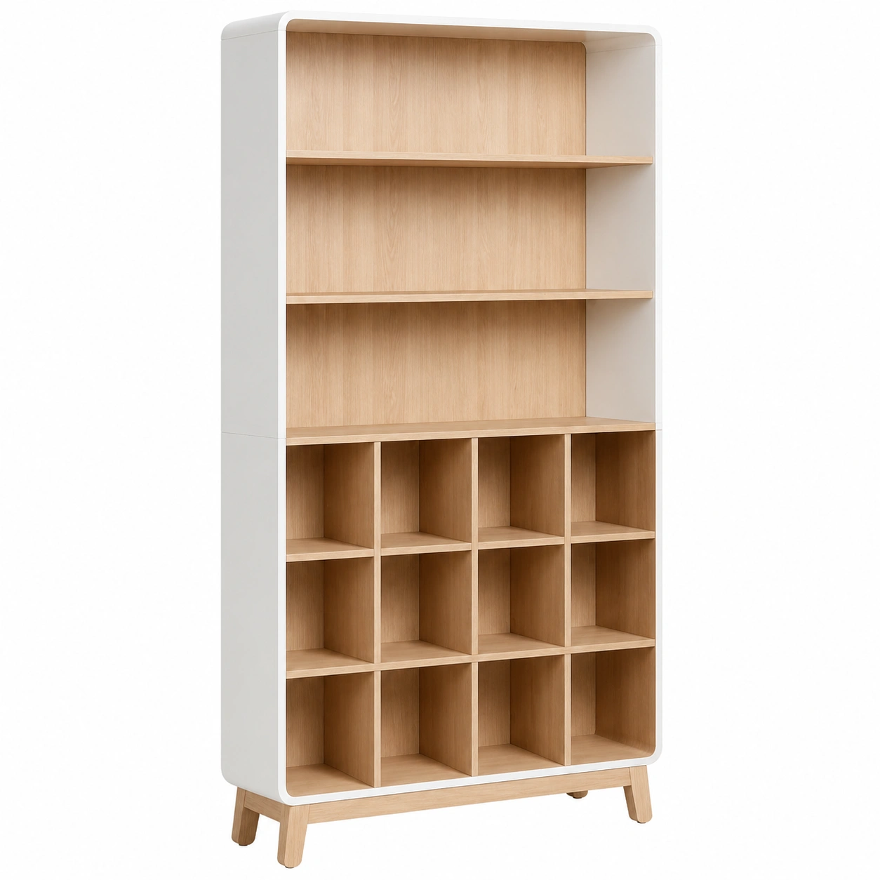 Zapatero Moderno Blanco con Compartimentos Abiertos y Estantes Amplios-buynovae