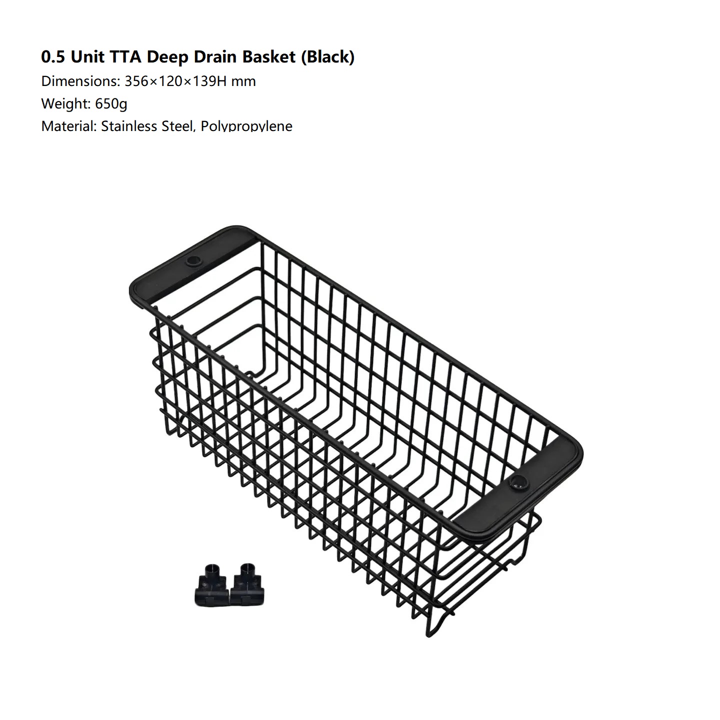 0.5-Unit Deep Drain Basket Insert Black