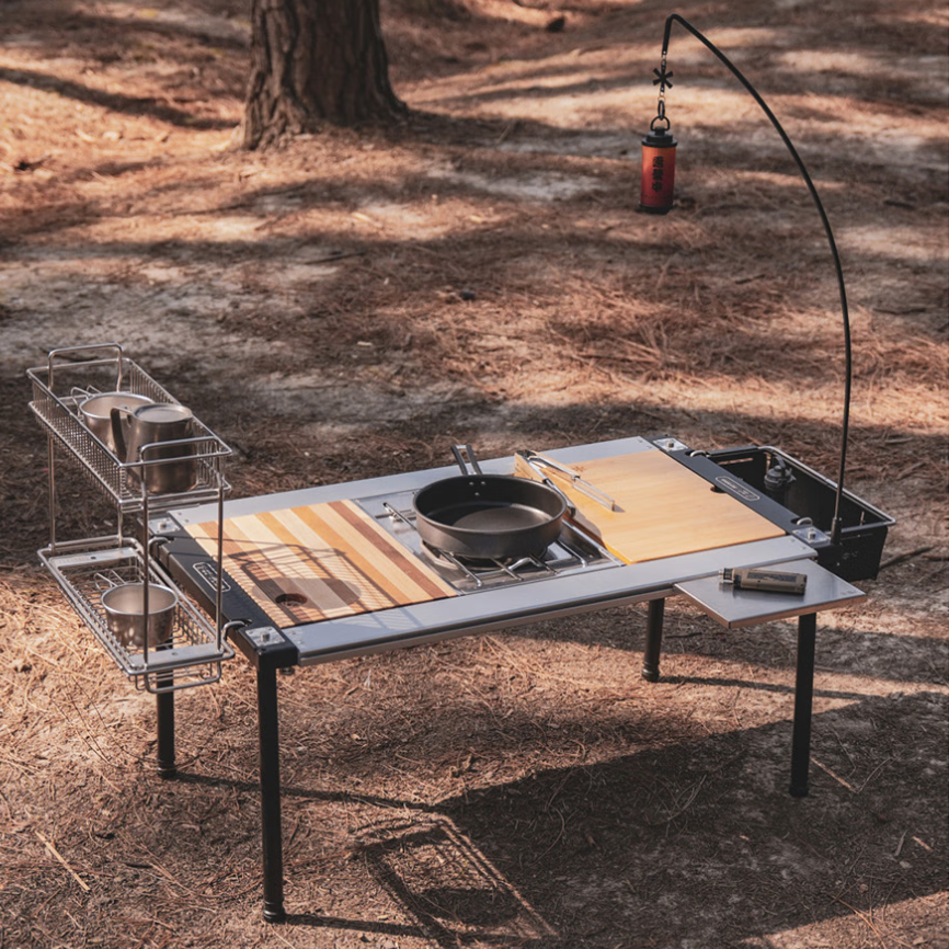 2-Unit IGT Table with GS-450 Flat Burner, Folding Portable Camping Table for BBQ
