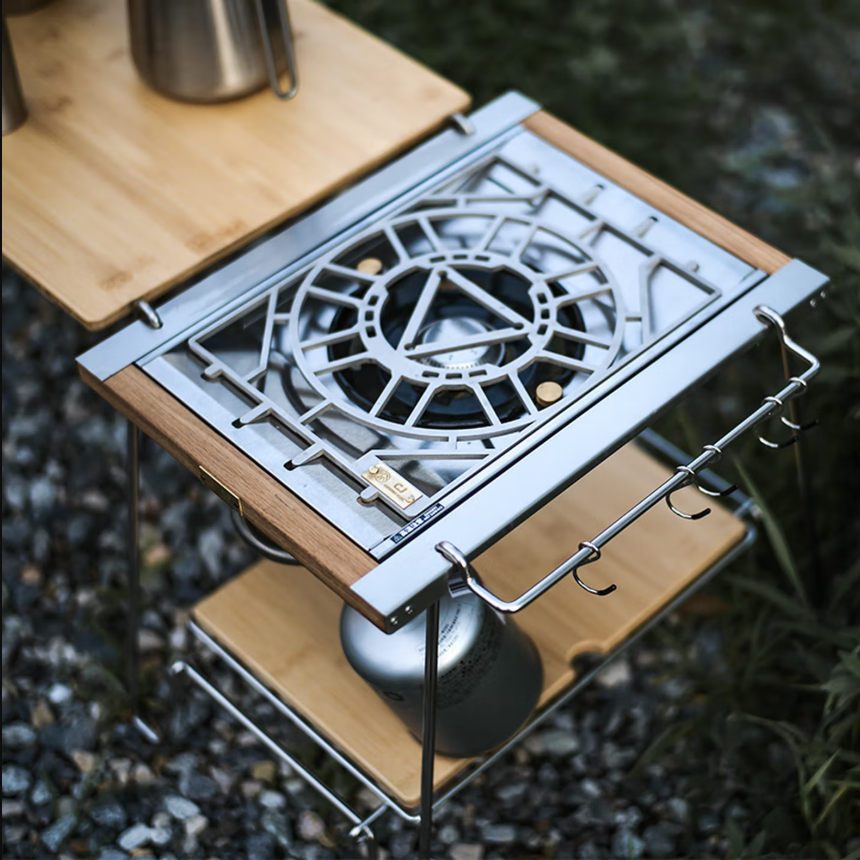 Folding Camping Table Set, 1+2 Unit Interconnectable IGT Frame, Portable Camper Table for Korean BBQ Restaurant & Multi-Function Outdoor Use
