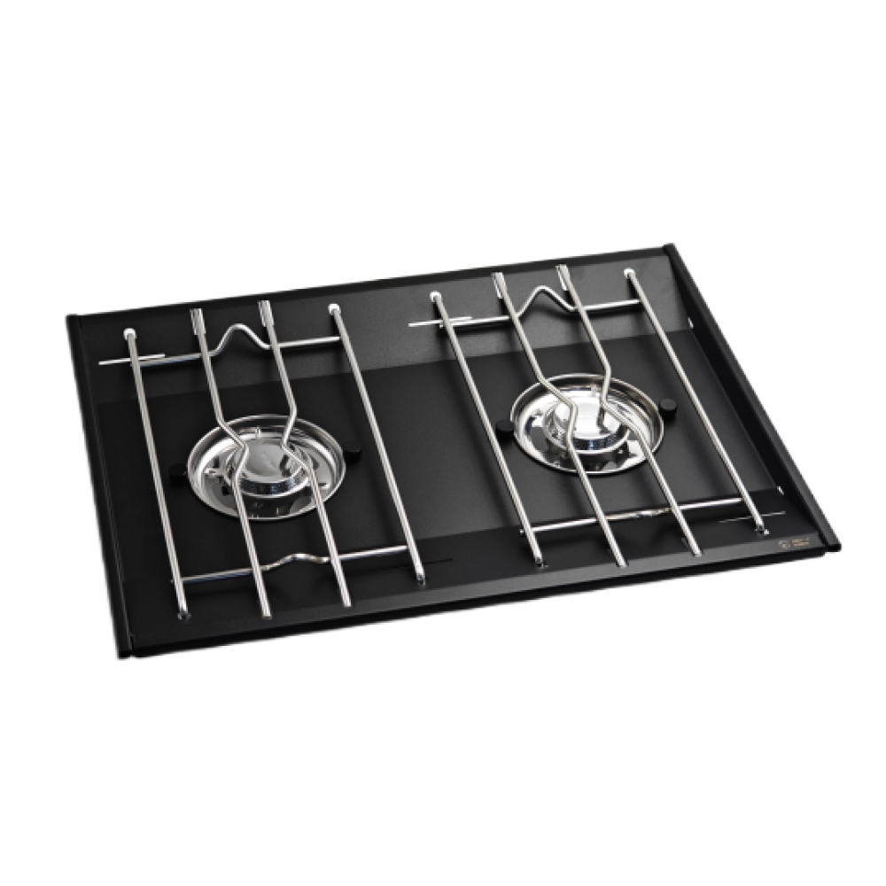 2-Unit Storm Recessed Stove Silver Black Double Burner