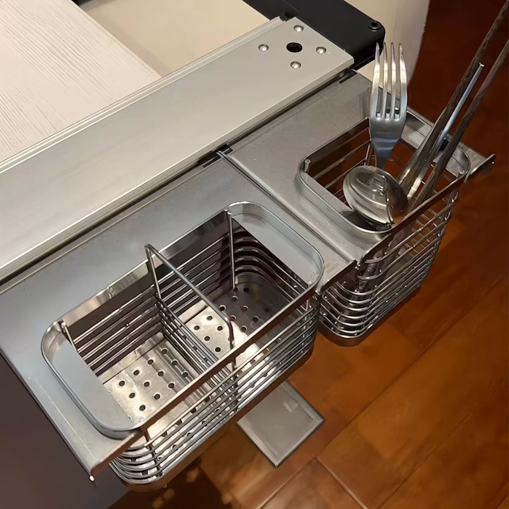Silver Double Grid Cutlery Holder Insert