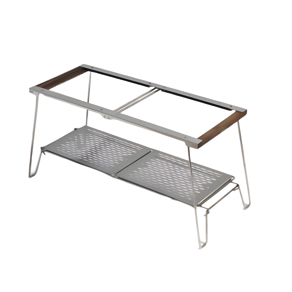 Narrow 2-Unit Double Frame Walnut Side With Two Boards