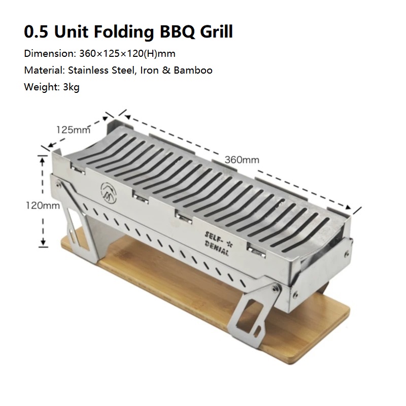 0.5 Unit Foldable Stainless Steel IGT Charcoal Grill Portable Camping Stove