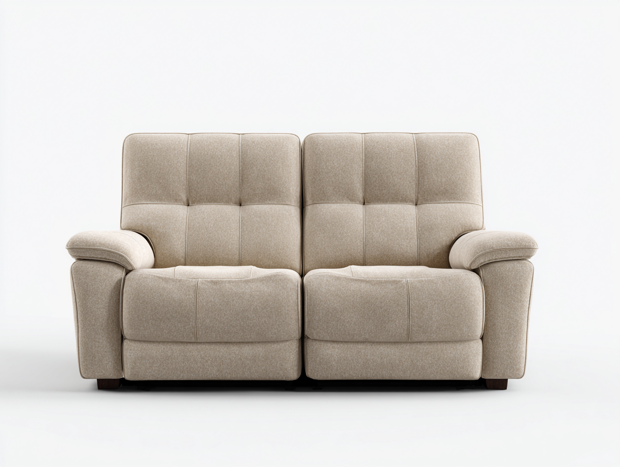 Divano 2 posti compatto in tessuto imbottito con struttura in legno - rivestimento beige chiaro - 168x85x82 cm - beige chiaro - design moderno soggiorno-Bamboouphome