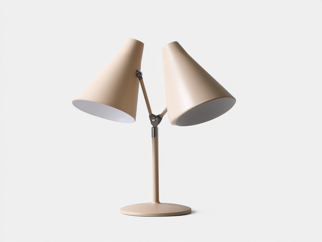 Lampada da tavolo doppia orientabile - struttura in metallo verniciato - 28x18x50 cm - beige - design moderno illuminazione interna-Bamboouphome