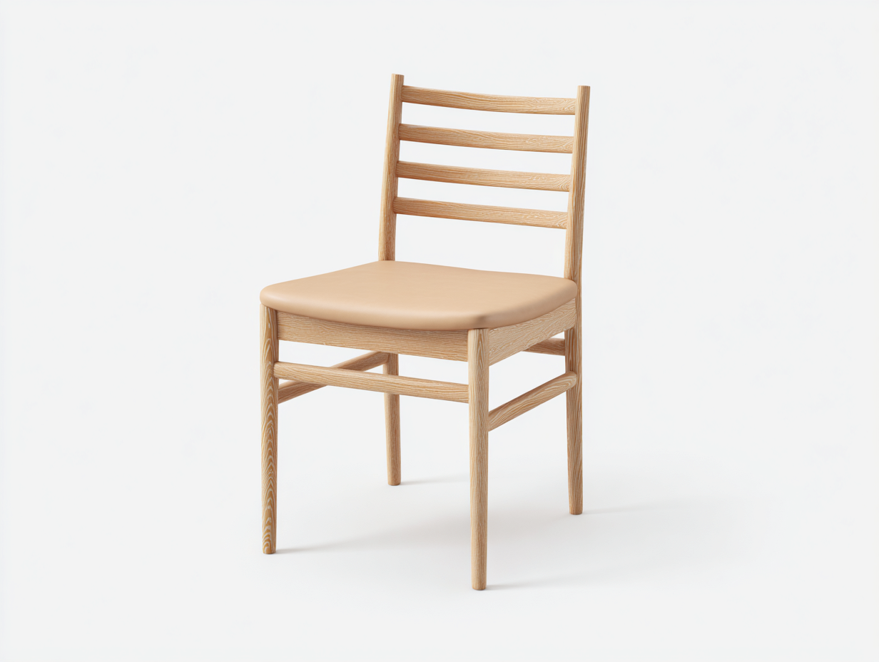 Sedia da pranzo in legno con seduta imbottita - struttura legno naturale e cuscino PU - 46x52x82 cm - legno chiaro e beige - design moderno minimal-Bamboouphome