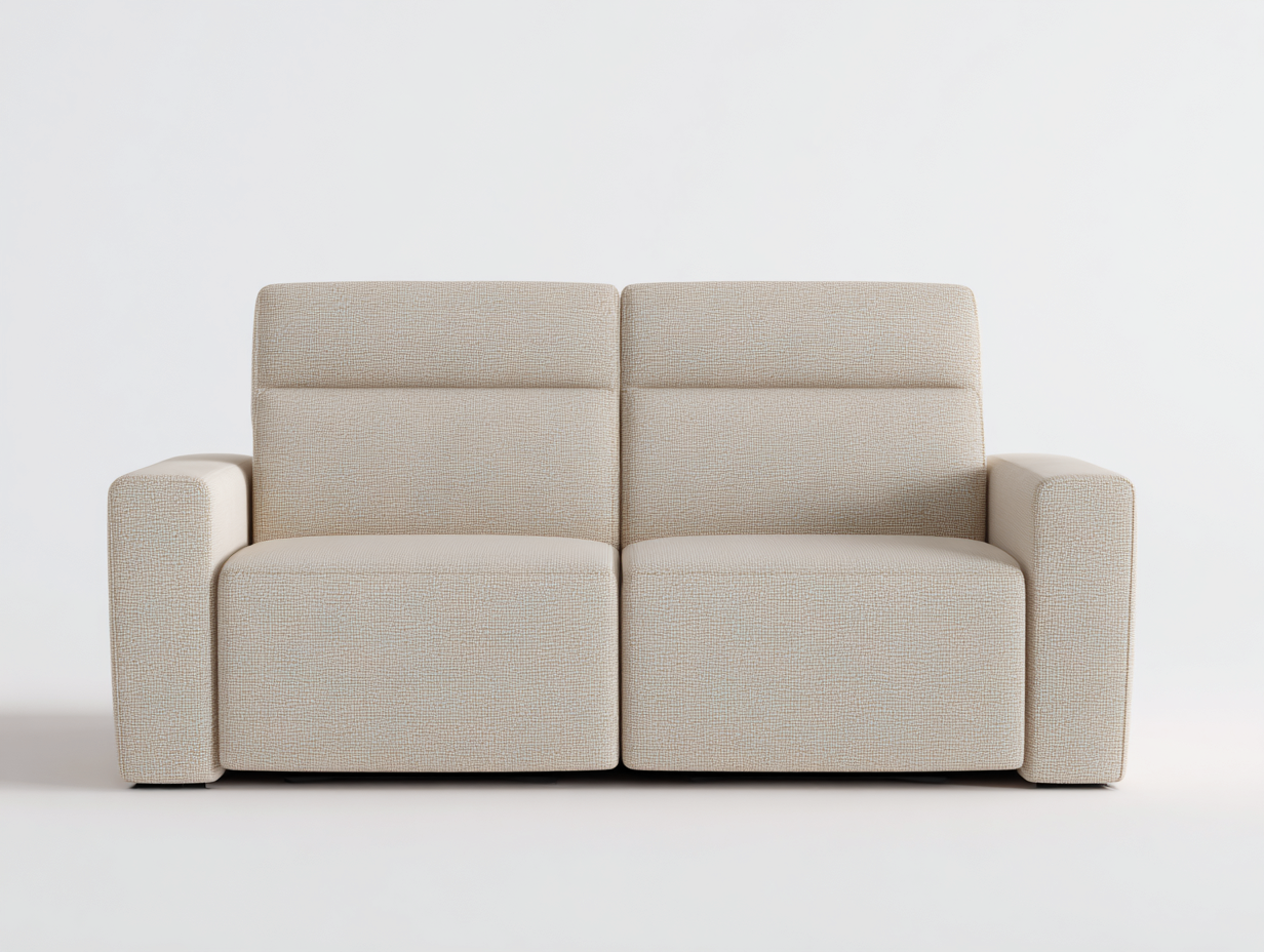Divano 2 posti reclinabile in tessuto imbottito - struttura in legno e rivestimento beige - 170x90x100 cm - beige chiaro - design comfort soggiorno-Bamboouphome