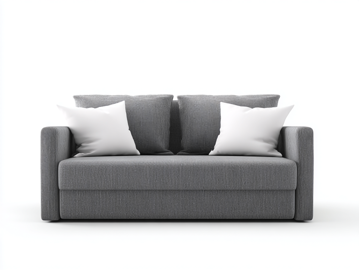 Divano letto 2 posti compatto in tessuto imbottito con cuscini - struttura in legno e rivestimento grigio chiaro - 168x88x80 cm - grigio chiaro - design moderno salvaspazio-Bamboouphome