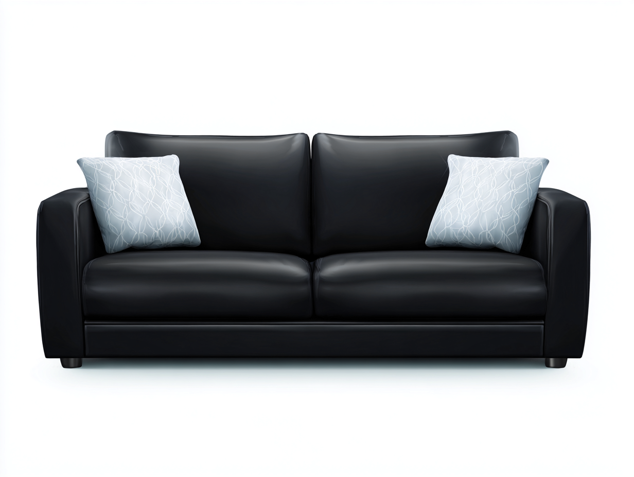 Divano 2 posti compatto in ecopelle con cuscini decorativi - struttura in legno e rivestimento nero - 165x85x80 cm - nero - design moderno soggiorno-Bamboouphome
