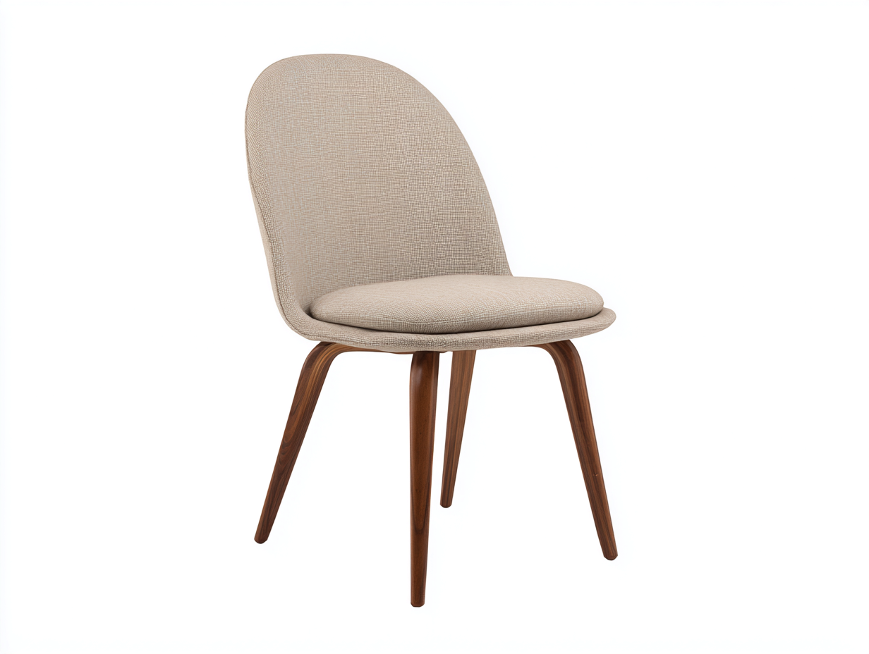 Sedia da pranzo imbottita - tessuto e gambe in legno massello - 50x55x80 cm - beige e marrone - design moderno comfort-Bamboouphome