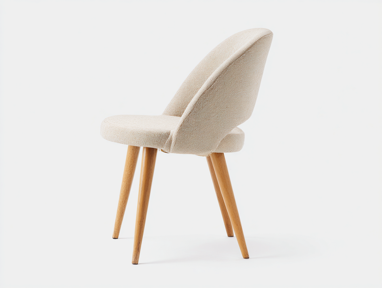 Sedia da pranzo imbottita compatta - tessuto e gambe in legno naturale - 48x52x80 cm - beige e legno chiaro - design moderno salvaspazio-Bamboouphome