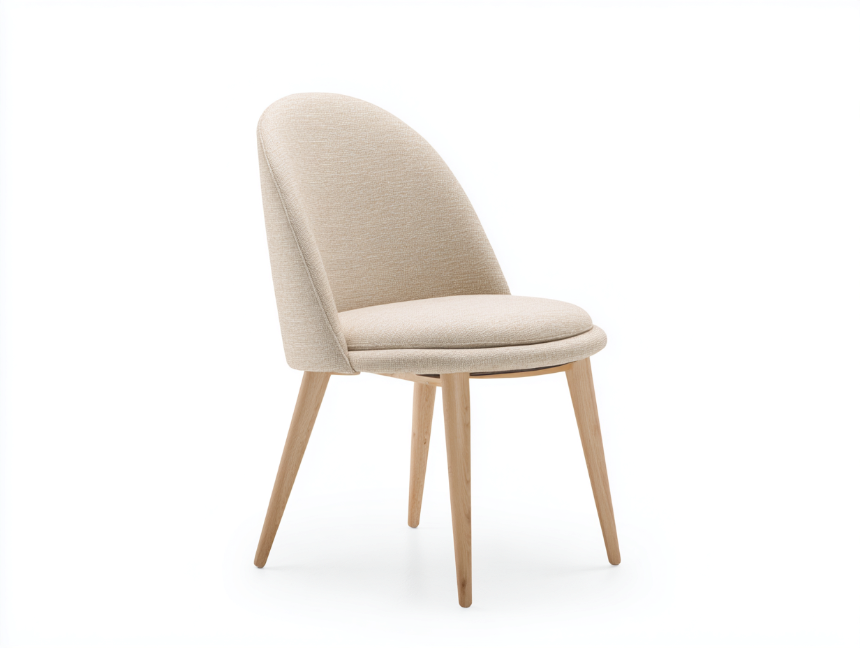 Sedia da pranzo imbottita - tessuto e gambe in legno massello - 50x55x80 cm - beige e marrone - design moderno comfort-Bamboouphome
