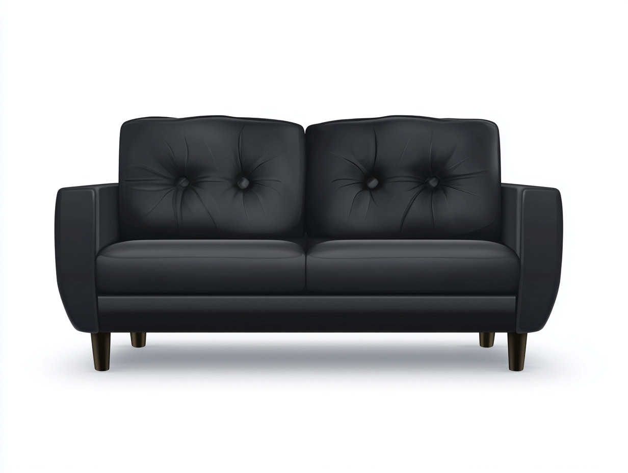 Divano 2 posti compatto in ecopelle imbottita - struttura in legno e rivestimento nero - 150x85x78 cm - nero - design moderno soggiorno-Bamboouphome