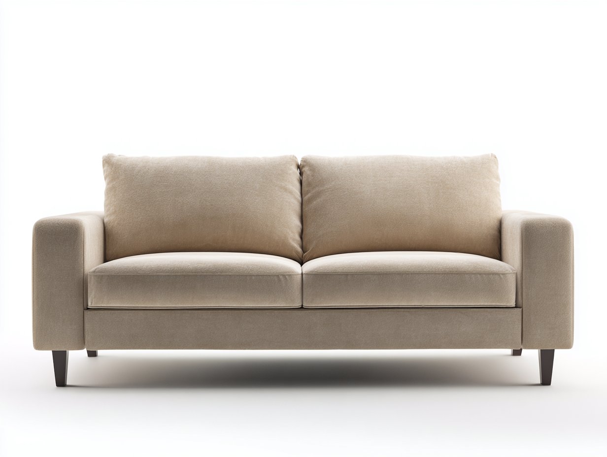 Divano 2 posti compatto in tessuto imbottito con gambe in legno - struttura in legno e rivestimento beige - 172x88x82 cm - beige caldo - design moderno soggiorno-Bamboouphome