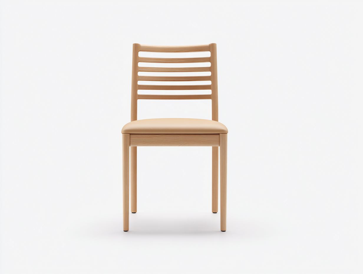 Sedia da pranzo in legno compatta con seduta imbottita - struttura legno naturale e cuscino PU - 44x50x78 cm - legno chiaro e beige - design moderno minimal-Bamboouphome