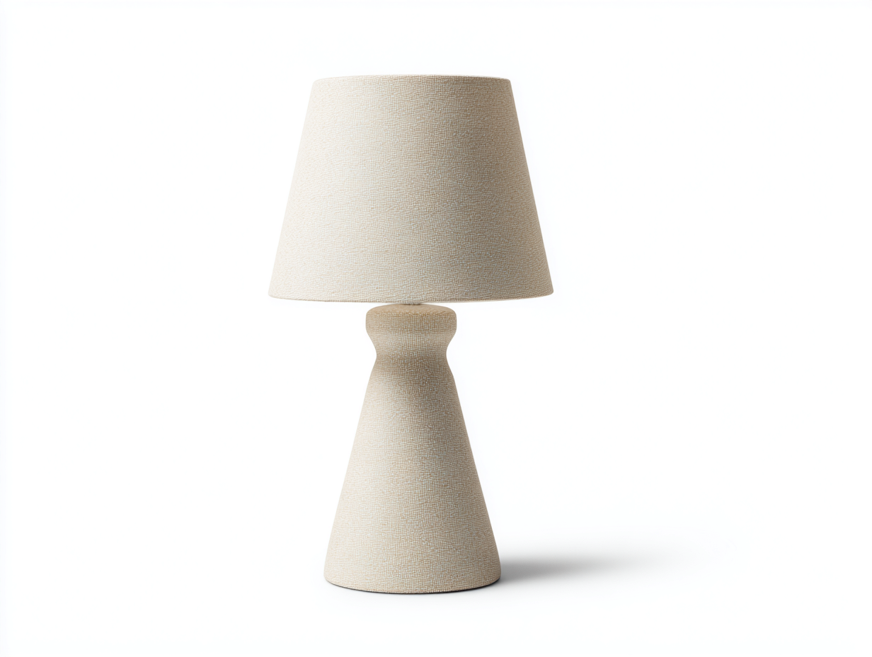Lampada da tavolo - base in ceramica rivestita tessuto - 30x30x55 cm - beige - design moderno illuminazione interna-Bamboouphome