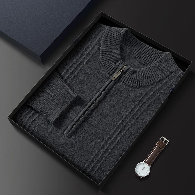Men's Casual Solid Color Half-Zip Winter Knitwear Jumper-retrostrom