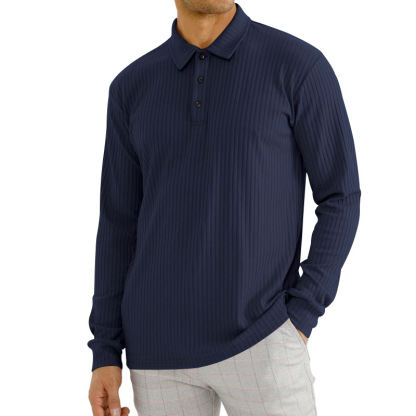 Men's t-shirt casual lapel long sleeve men's polo shirt-retrostrom