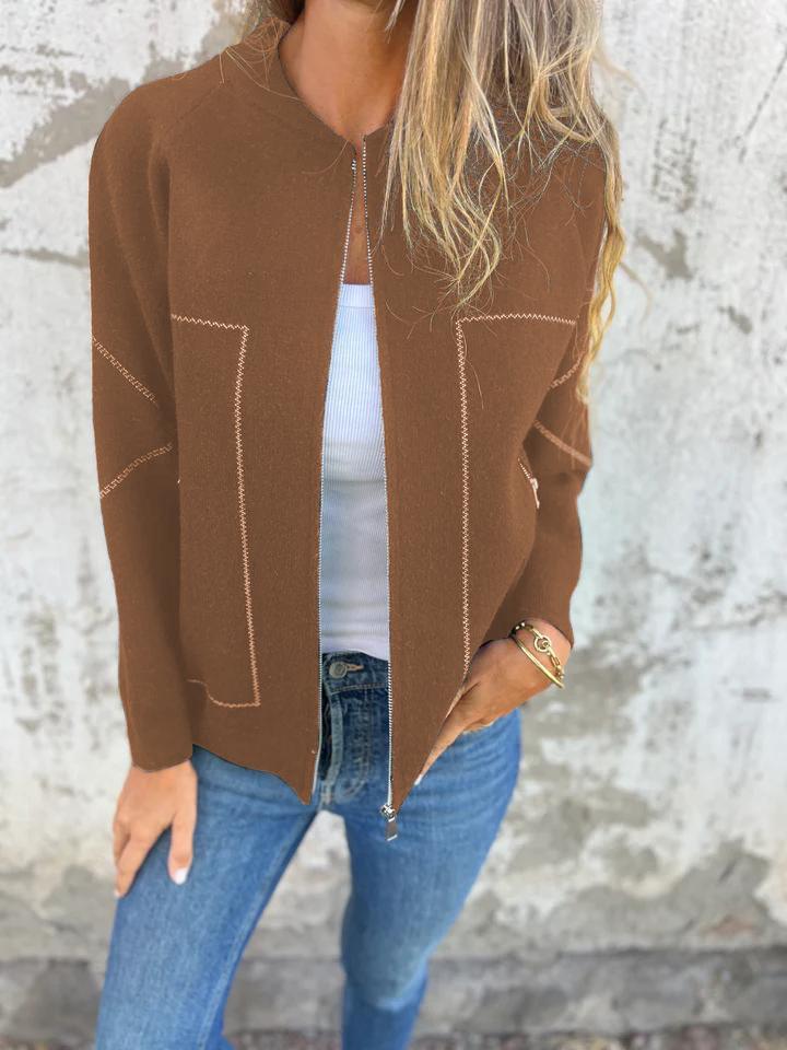 CLEARANCE SALE🔥Casual Round Neck Zipper Thin Jacket-retrostrom