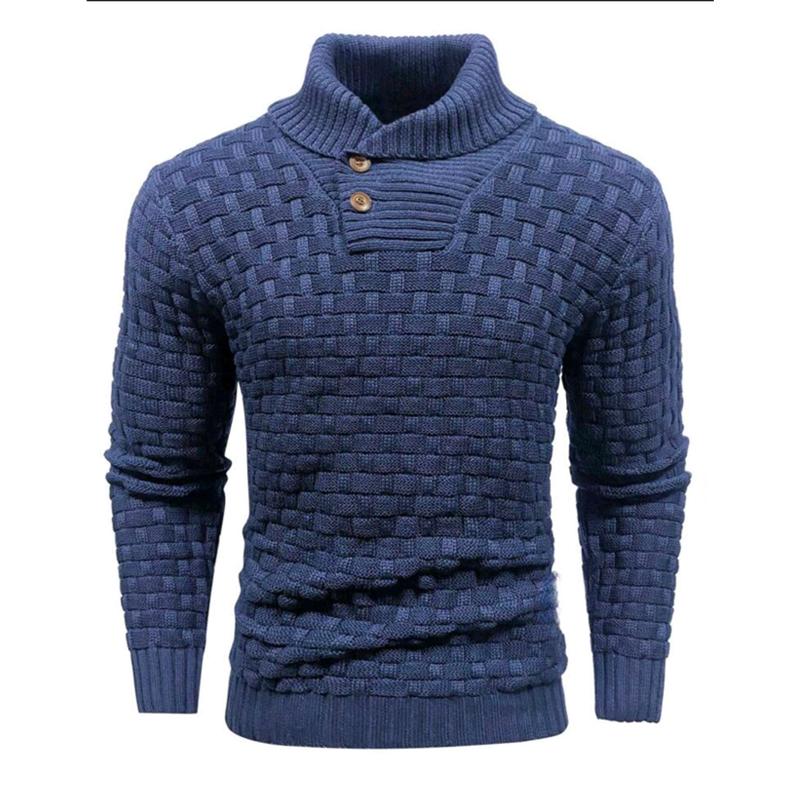 Men's Solid Color Round Neck Pullover Lapel Sweater 19352883X-retrostrom