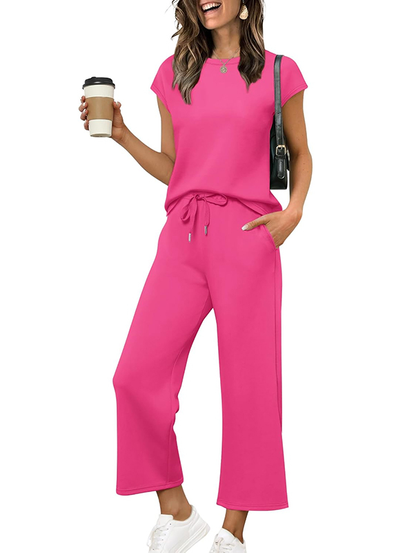 ⏰ LAST DAY SAVE 50% 💥Women Summer Vacation Outfits Cap Sleeve Tops Lounge Matching Sets-retrostrom
