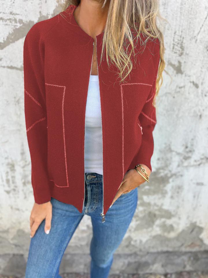 CLEARANCE SALE🔥Casual Round Neck Zipper Thin Jacket-retrostrom