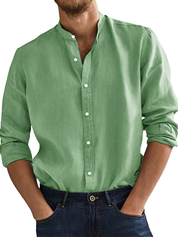 Men's Fashion Business Comfortable Stand-up Collar Long-sleeved Shirt-retrostrom