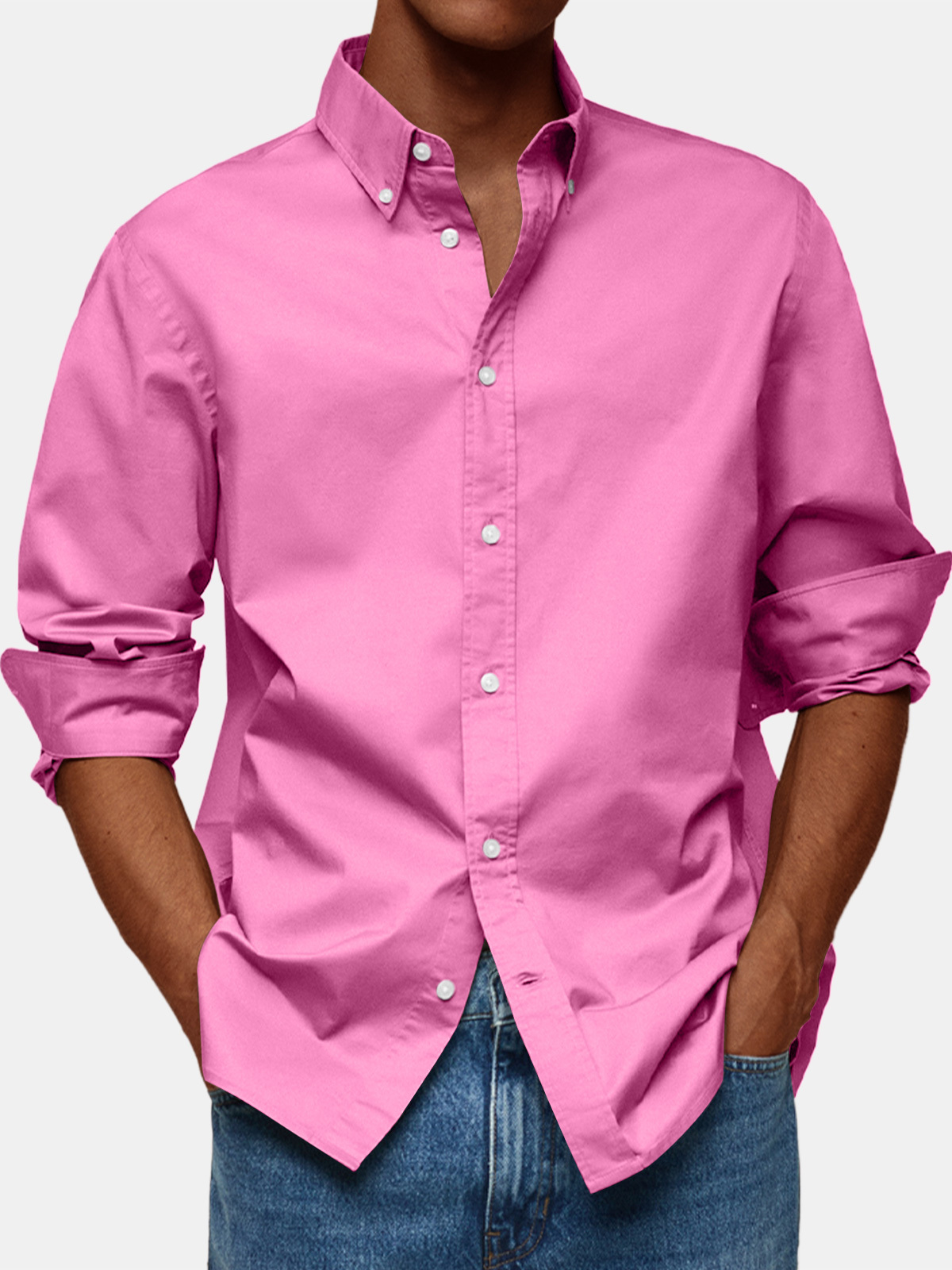 Men's Retro Solid Color Casual Lapel Comfortable Long Sleeve Shirt-retrostrom