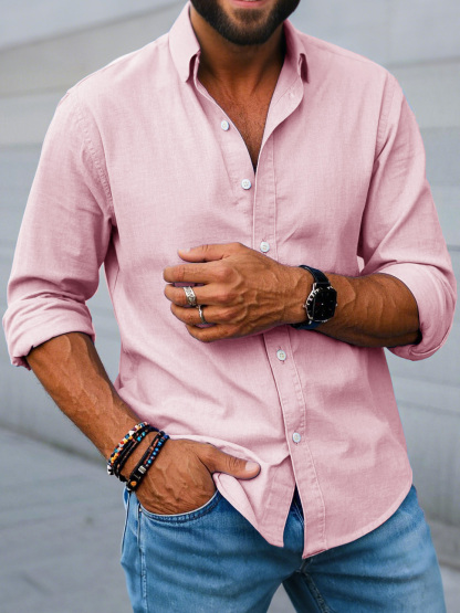 Men's Fashion Casual Lapel Long Sleeve Shirt-retrostrom