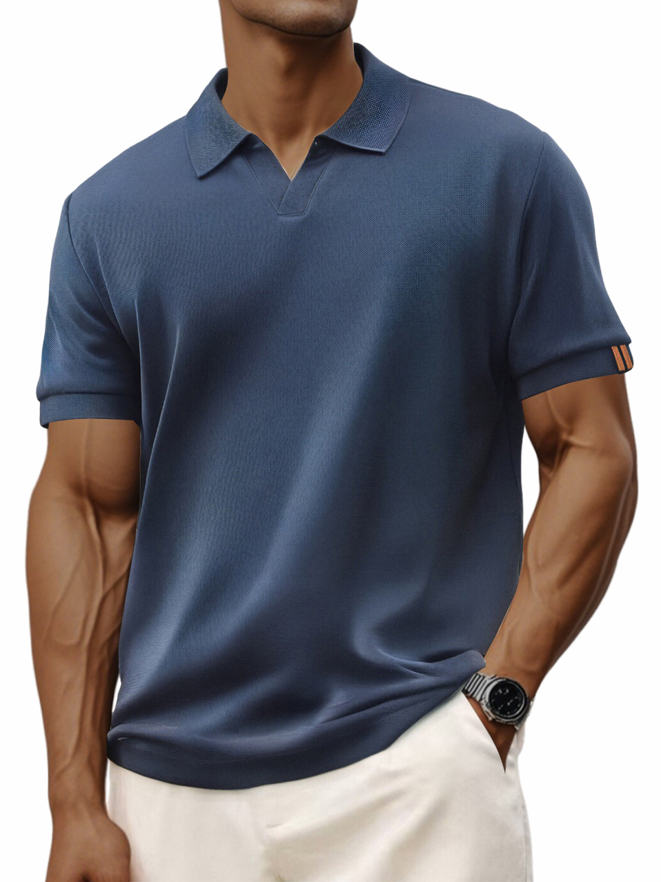 Men's Retro Casual V-neck Short-sleeved Polo Shirt-retrostrom