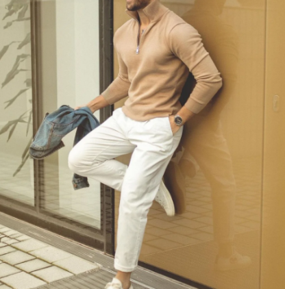Men's Cashmere Zipper Basic Sweater-retrostrom