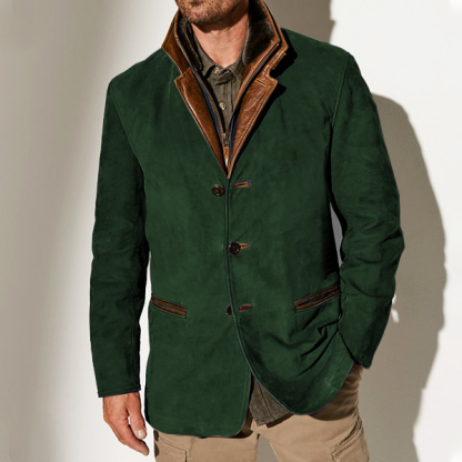 Men's Vintage Carlsbad Calfskin Leather Blazer With Merino Shearling Collar-retrostrom