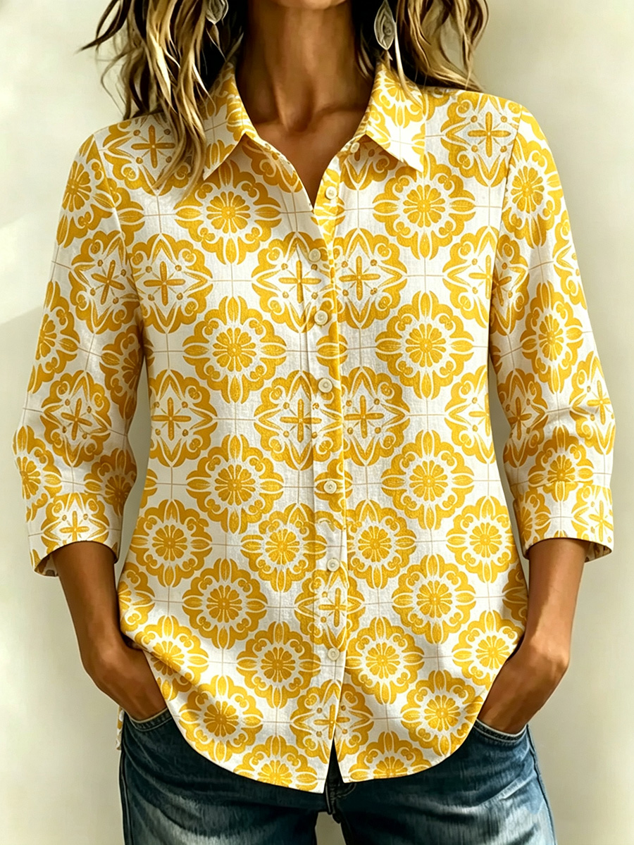 New Arrivals🔥 Santorini Inspired Print Shirt-retrostrom