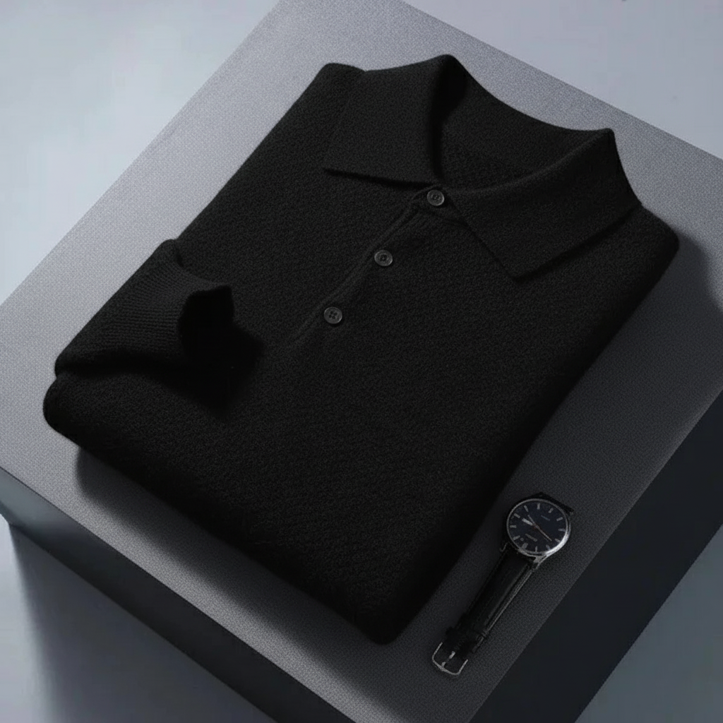 Men's Casual Button Cashmere Polo Warm Comfortable Sweater-retrostrom