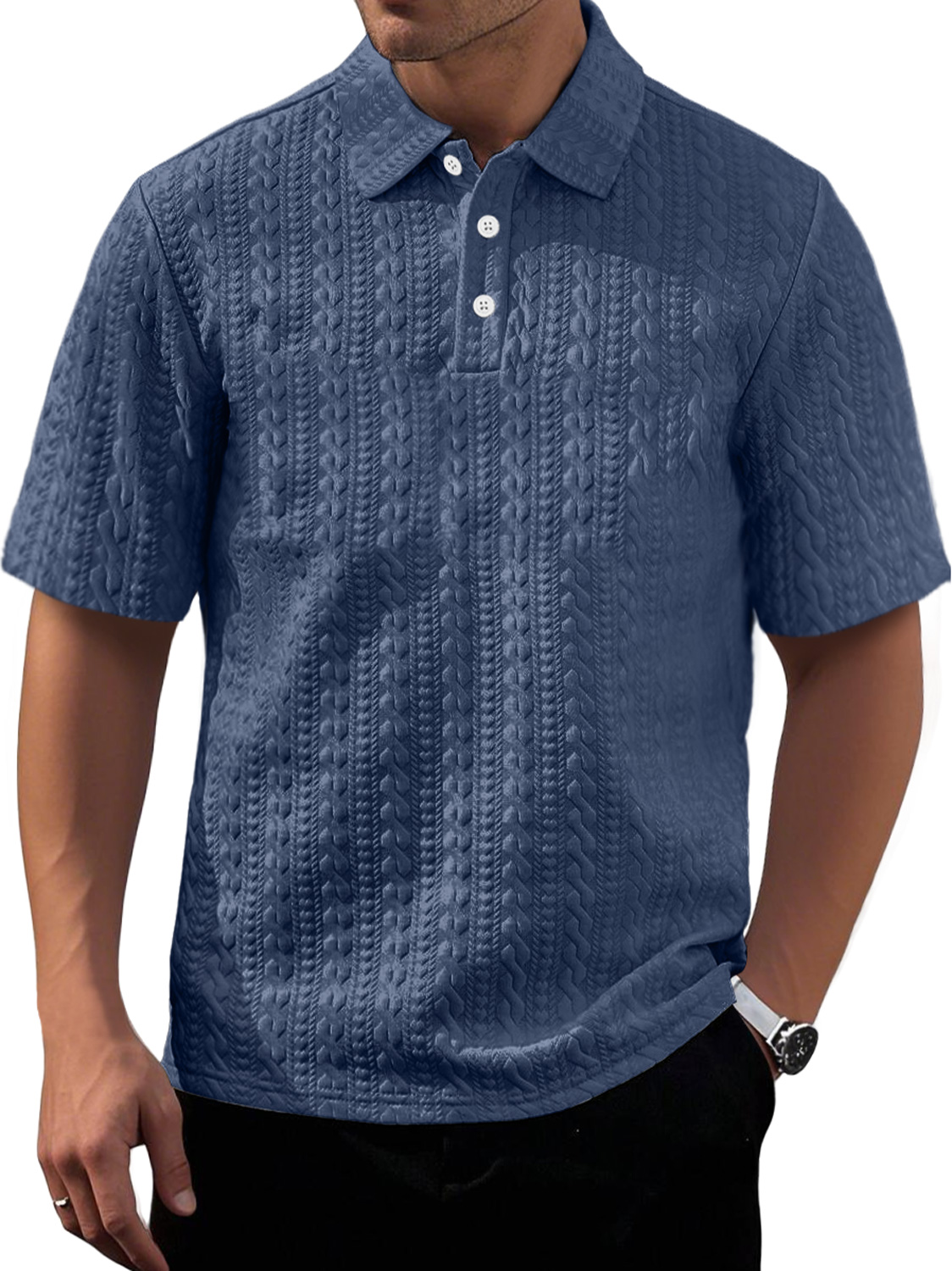 Men's Daily Texture Casual Lapel Comfortable Short-sleeved Polo Shirt-retrostrom